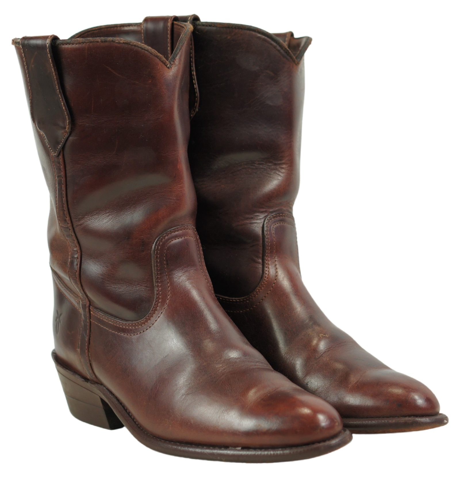 Frye Dark Reddish Brown Leather Short Boots Vintage US Made (5)