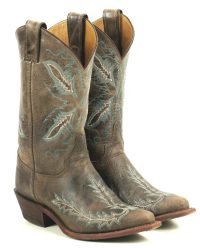 Justin Distressed Brown Leather Cowboy Boots Blue Arrows US Handcrafted Womens] (10)