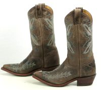 Justin Distressed Brown Leather Cowboy Boots Blue Arrows US Handcrafted Womens] (3)