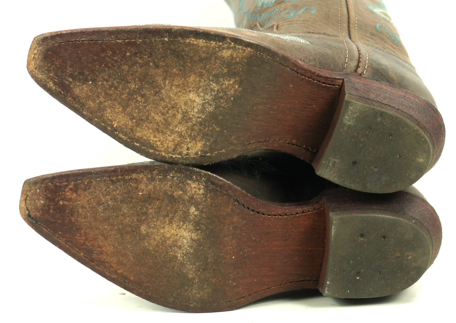 Justin Distressed Brown Leather Cowboy Boots Blue Arrows US Handcrafted Womens] (5)