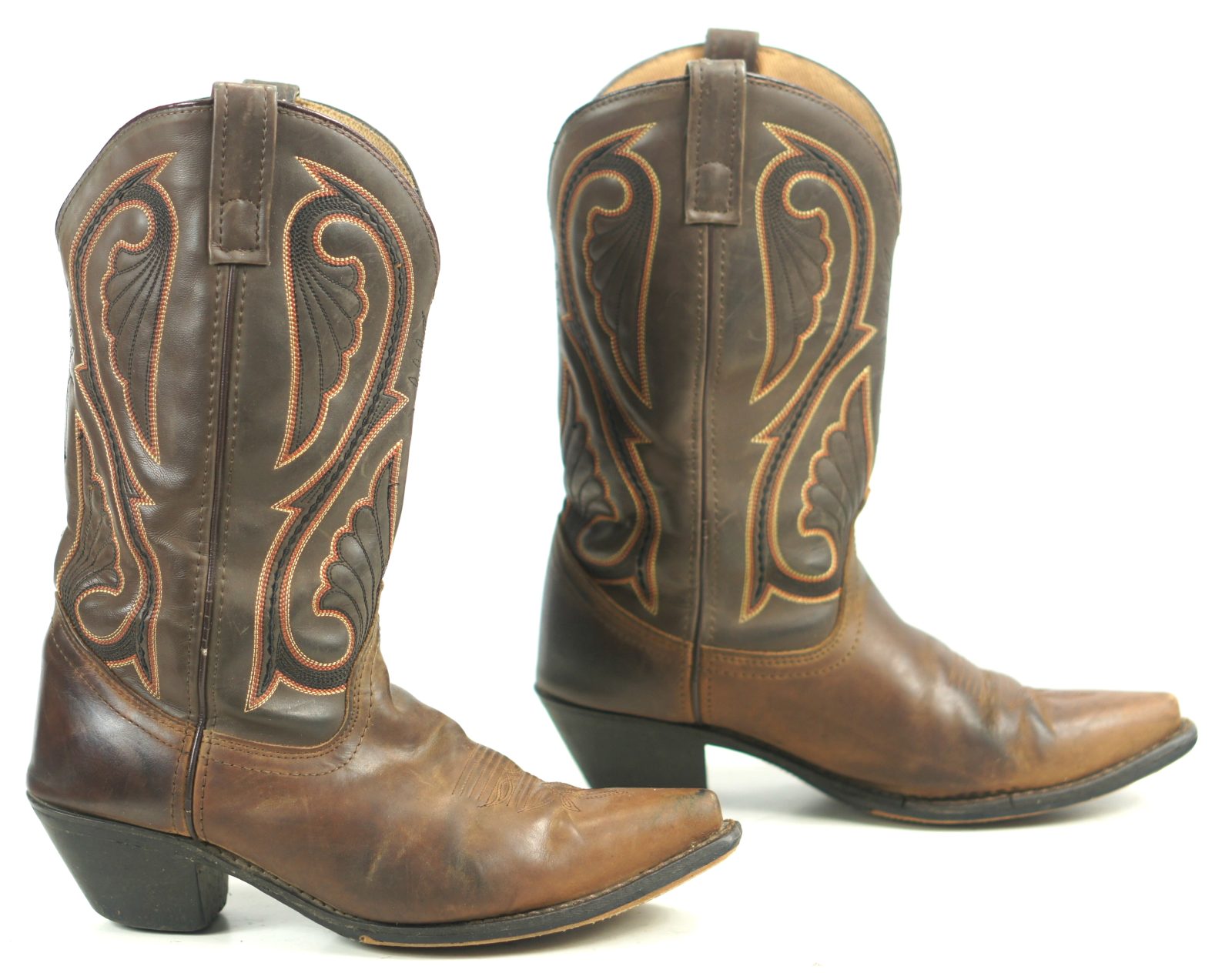 Laredo Canyon Collection Distressed Brown Leather Cowboy Boots Snip Toe Womens (11)