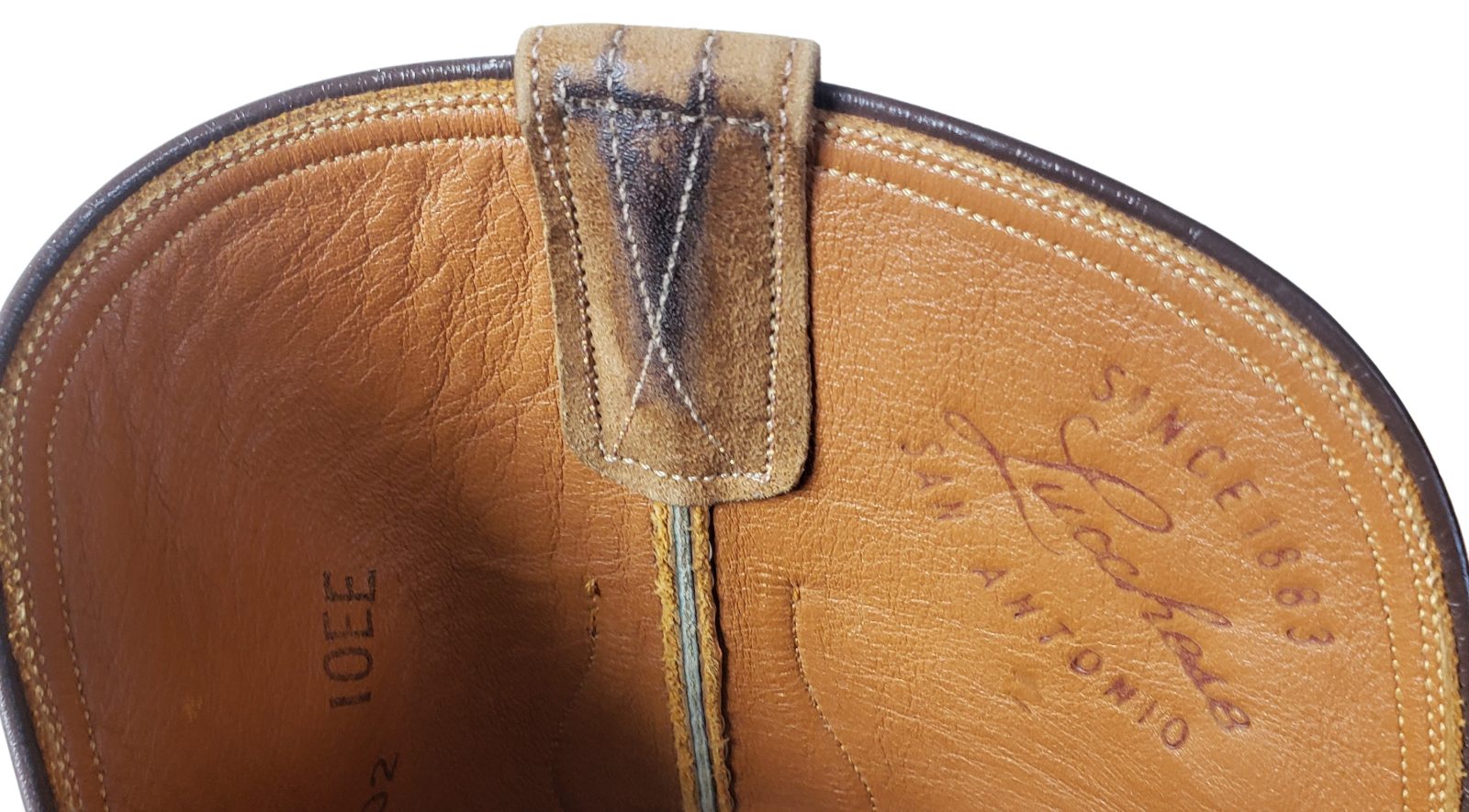 Lucchese San Antonio Suede Cowboy Boots Mules Ear Pull Vintage US Made Men 10 EE (13)