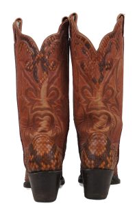 Larry Mahan Western Cowboy Boots Snake Vintage US Made 8-Row Stitch Women