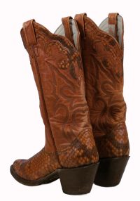 Larry Mahan Western Cowboy Boots Snake Vintage US Made 8-Row Stitch Women